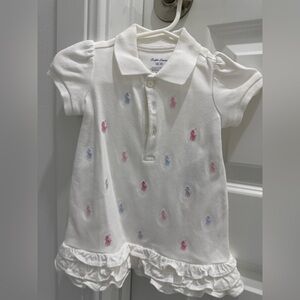Ralph Lauren White and Pink Polo Shirt with Embroidered Design